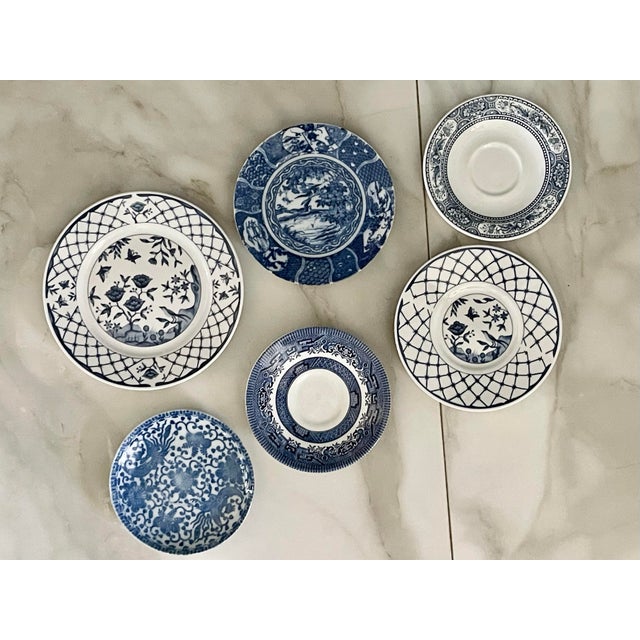 Mid 20th Century Blue and White Plate Collection- Set of Six For Sale - Image 4 of 11