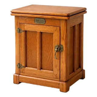 Vintage White Cap Swivel-Top Oak Nightstand – Aged Brass Hardware – 22” W For Sale