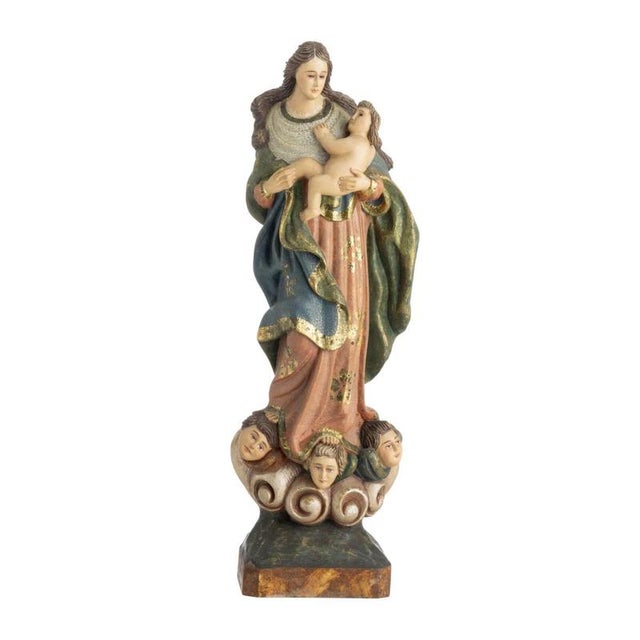 Sacred Art Our Lady of the Conception, 1800s For Sale - Image 6 of 6