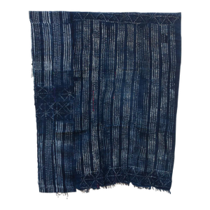 Midnight Grid Indigo Mud Cloth Throw