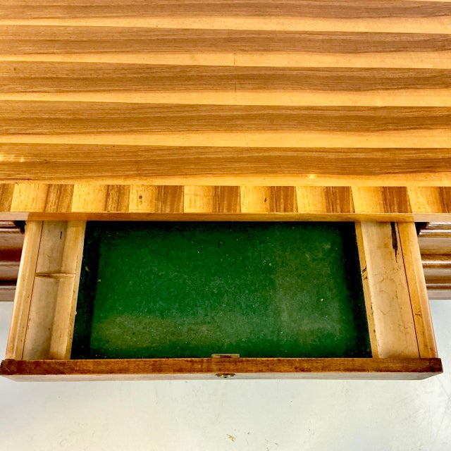 Chestnut Mid-Century Modern Boho Chic Striped Cedar Top Executive Desk For Sale - Image 8 of 17