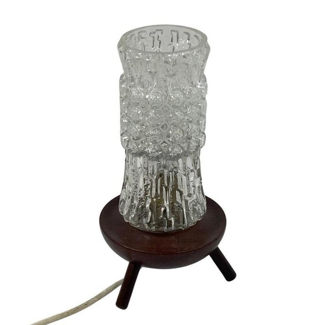 Mid Century Modern Table Lamp with Teak Base and Glass Shade, 1950s For Sale - Image 6 of 8