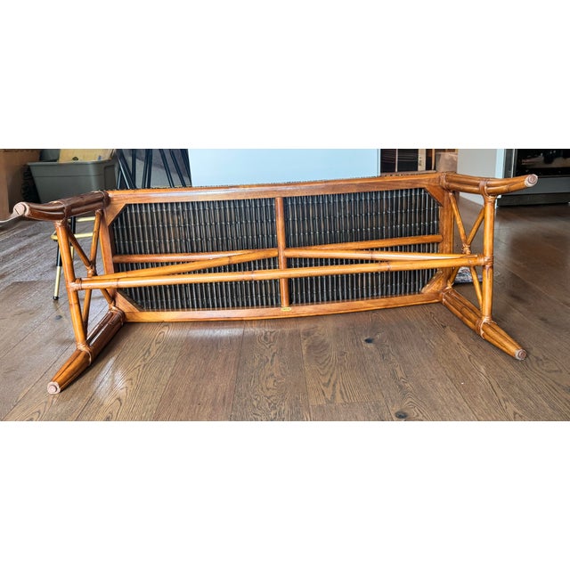 Embrace the relaxed elegance of this Vintage Boho Palecek Bamboo Bench, a superb example of California Coastal design from...