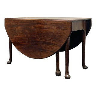 Antique 18th Century Mahogany Queen Anne Drop Leaf Dining Table Circa 1760 For Sale