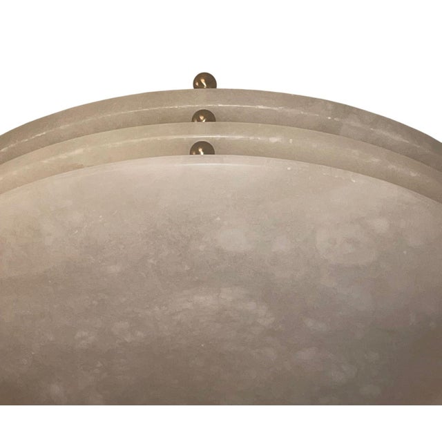 American Set of Three Alabaster Flush Mount Ceiling Lights. u.s.a. Mid-20th Century. For Sale - Image 3 of 7