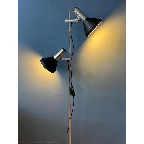 Vintage Black Floor Lamp with Two Aluminum Spots For Sale - Image 6 of 13