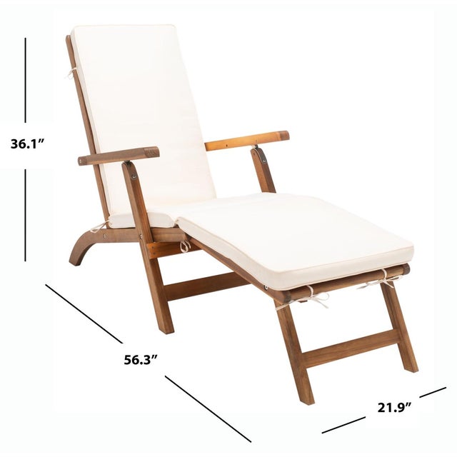 Palmdale Lounge Chair, Natural Wood/Beige Cushion For Sale In Philadelphia - Image 6 of 13