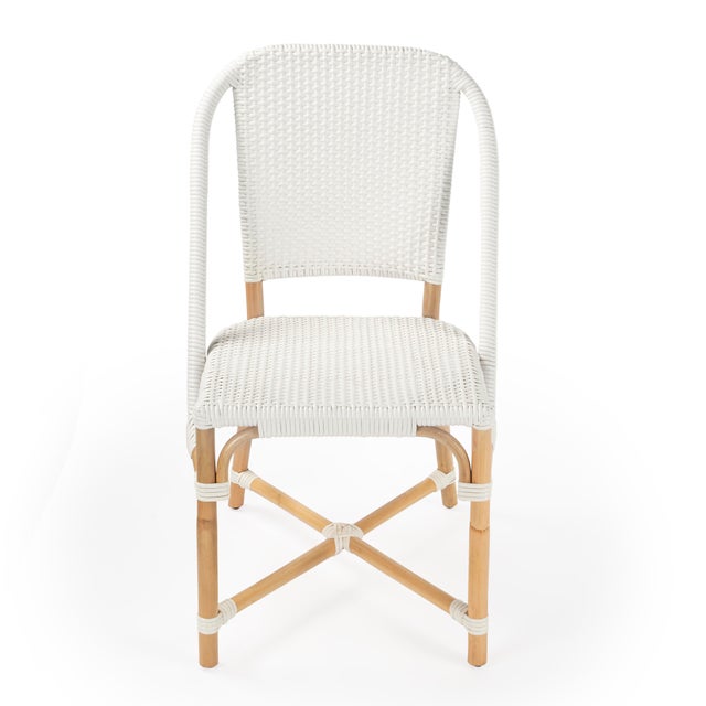 2020s Tenor 18.5 in. Seat Height Rattan Side Dining Chair with Back, Smooth White For Sale - Image 5 of 11