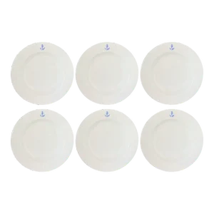 1960s Sarreguemines French Navy Dinner Bowls, Set of Six