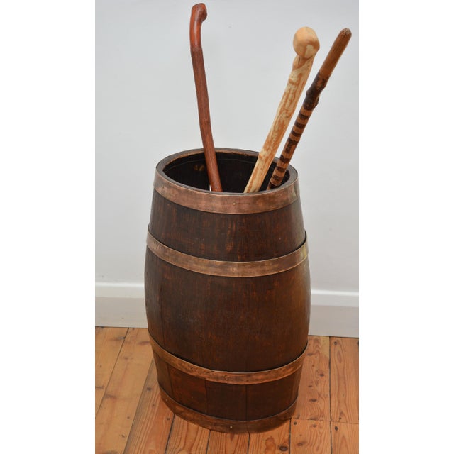 Late 19th Century Victorian Country House Coopered Barrel Umbrella Stand in Oak, 1870 For Sale - Image 5 of 15