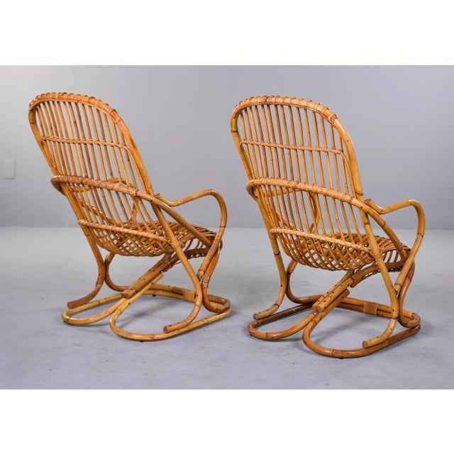 Vintage Italian Tito Agnoli Rattan Chairs - Pair For Sale - Image 12 of 13