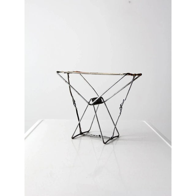 Mid-Century Modern Vintage Metal Frame Folding Camp Stool For Sale - Image 3 of 12