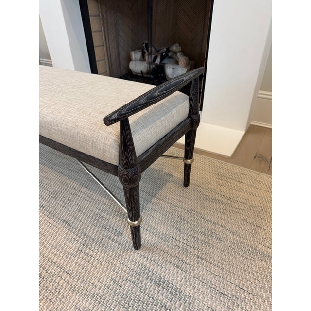 Currey & Company Currey & Company Perrin Black Bench in Finn Natural Fabric For Sale - Image 4 of 12