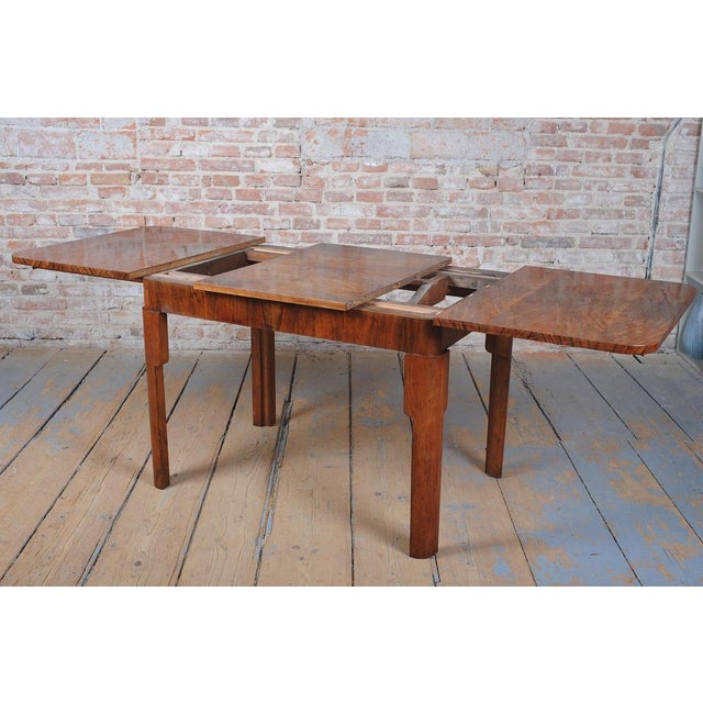 Wood Art Deco Extendable Dining Table in Beech, Spruce and Walnut, Czech, 1930s For Sale - Image 7 of 18