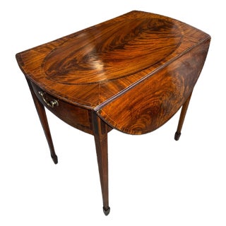 19th Century English Mahogany Pembroke Table With Satinwood Inlay For Sale
