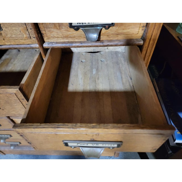 1900 - 1909 Antique Tiger Oak File Cabinet Circa. 1900 (24) Drawers For Sale - Image 5 of 11