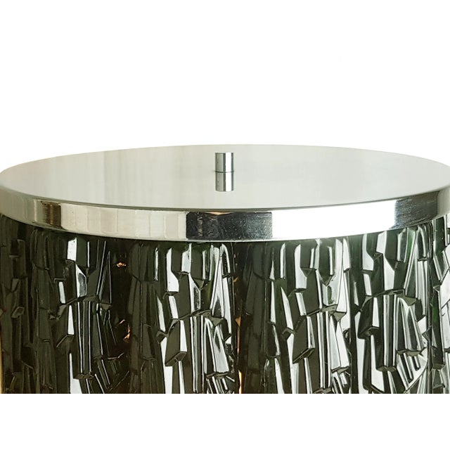 Large Chrome-Plated Metal and White & Green Plastic Table Lamp, 1960s For Sale - Image 3 of 11