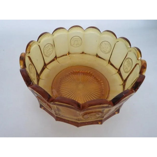 Fostoria Coin Glass Amber Liberty Bell Scalloped Bowl For Sale - Image 10 of 10