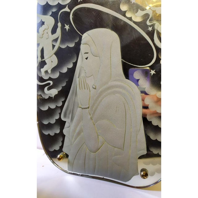 Fontana Arte mirror attributed to Luigi Brusotti. Hand engraved. Very good condition with small signs of use and age. No...