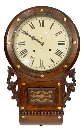 Victorian Wall Clock Drop Dial in Mahogany, 1880