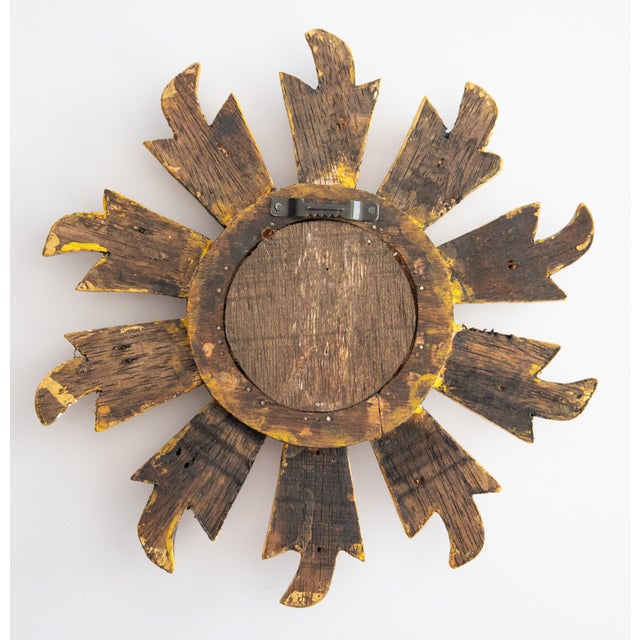Mid 20th Century Petite Mid Century Italian Giltwood Sunburst Mirror For Sale - Image 5 of 7