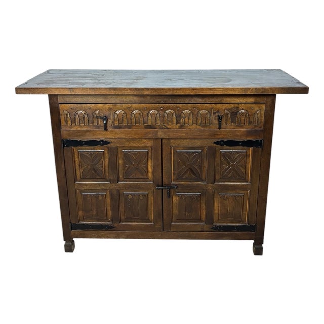 Castilian Rustic Cabinet Chest With One Drawer, 1940s For Sale