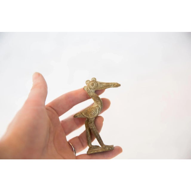 Mid 20th Century Vintage African Oxidized Bronze Crowned Stork With Fish For Sale - Image 5 of 6