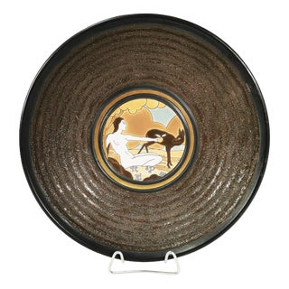 Large Art Deco Ceramic Plate by Raymond Chevallier for Boch Frères Keramis, 1935 For Sale