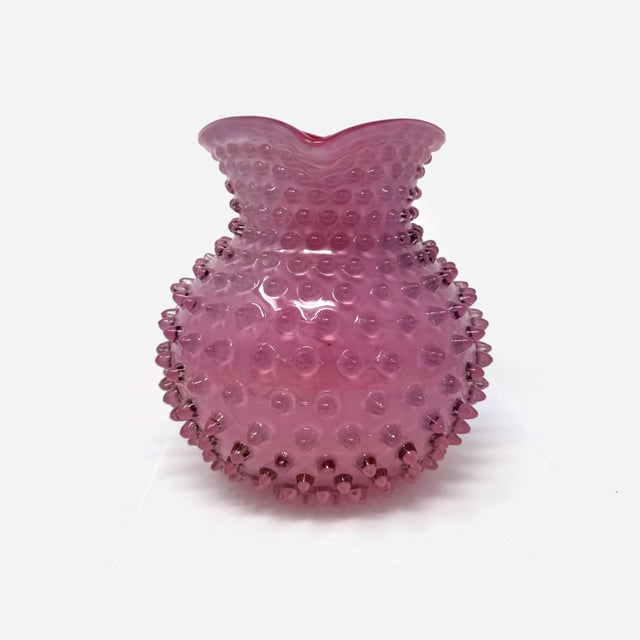 Victorian Antique Victorian Hobbs Brockunier Cranberry Glass Hobnail Pitcher - 7" For Sale - Image 3 of 8
