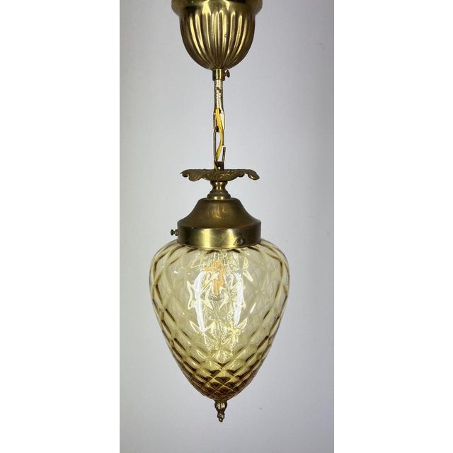 Pendant Lamp in Brass and Yellow Glass For Sale - Image 11 of 11