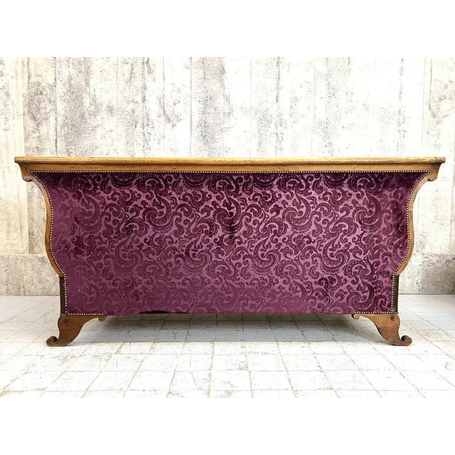 Purple Art Deco Violet Jacquard Velvet and Walnut Wood Canape Sofa For Sale - Image 8 of 10