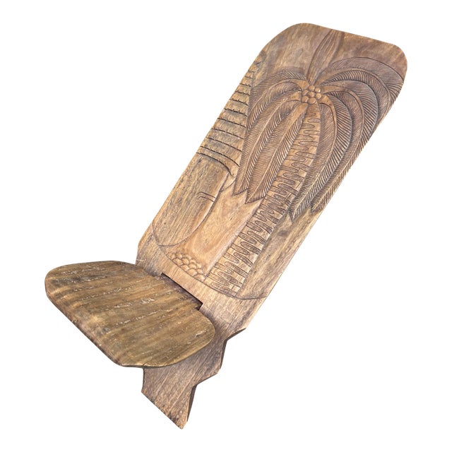 Wooden Hand Carved Palm Tree African Chair For Sale