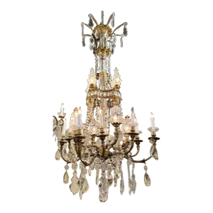 19th Century Large Scale English Gilt Bronze and Crystal Chandelier