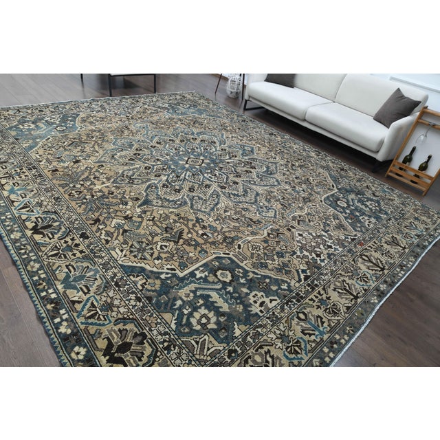 1970s 1970s Vintage Persian Handmade Wool Cotton Light Brown Area Rug For Sale - Image 5 of 11