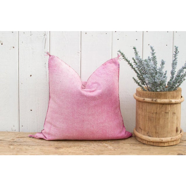 Textile Rose Moroccan Silk Rug Pillow For Sale - Image 7 of 9