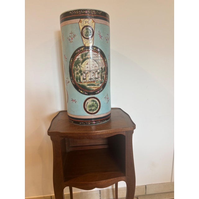 Turquoise Enamelled Porcelain Umbrella Stand, 1895 For Sale - Image 3 of 8
