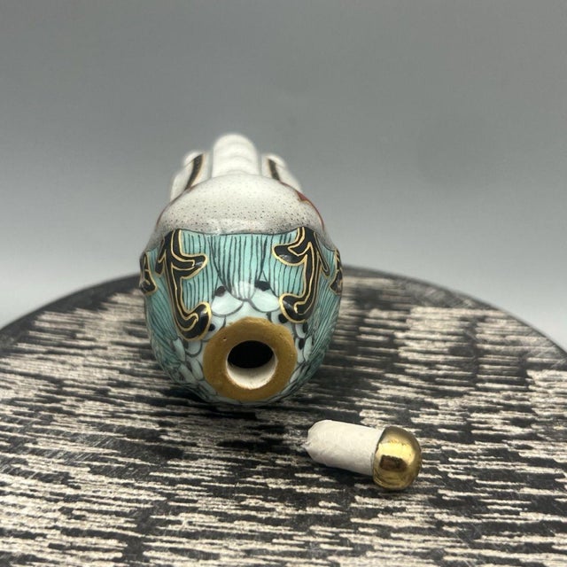 Chinese Vintage Porcelain Dragon-Head Snuff Bottle – Celadon Glazed Figural Vessel For Sale - Image 3 of 9
