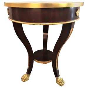 Jansen Style Claw Foot and Bronze Mounted Mable-Top Circular End Side Table