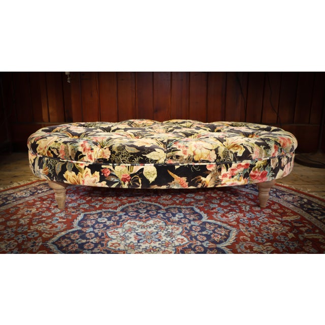 Large Country House Ottoman in Floral Velvet, 2010s For Sale - Image 9 of 11