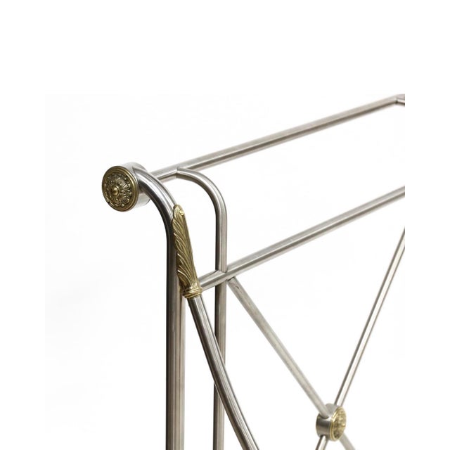 1960s Maison Jansen Style Neoclassical Steel & Brass Bed Frame With Rosette Mounts, 1970s For Sale - Image 5 of 5