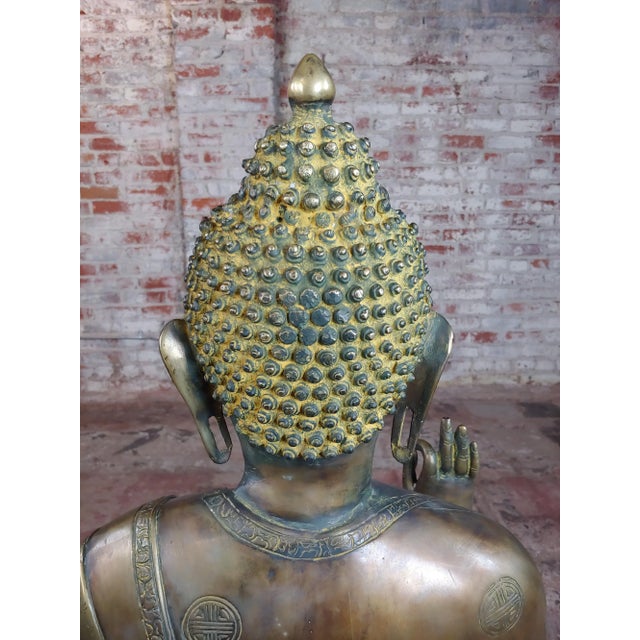 Chinese Antique 19th century large Brass Buddha For Sale In Los Angeles - Image 6 of 9