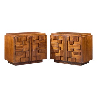 Lane Staccato Brutalist Mid Century Nightstands - Pair For Sale
