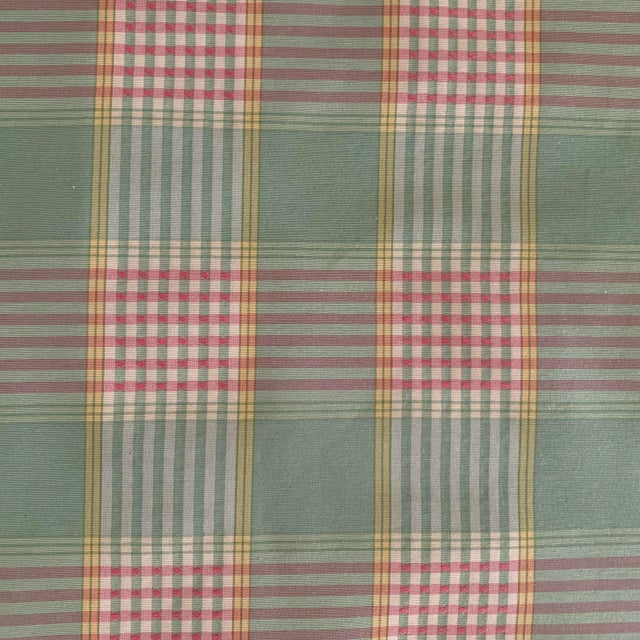 Shabby Chic P Kaufmann Pk Lifestyles Green Pink & Yellow Colburn Crofton Grosgrain Glen Plaid- Fabric Sample For Sale - Image 3 of 5