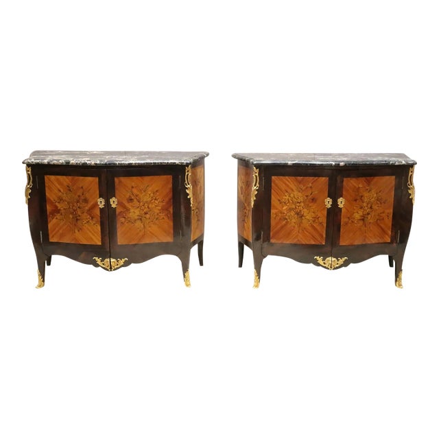 Superb Pair of Signed 18th C. Jacques Dubois Marble Top Commode For Sale