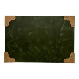 Marshall Field & Co. Antique Viking Bronze Blotter Corners With Leather Desk Blotter, Circa 1910 For Sale
