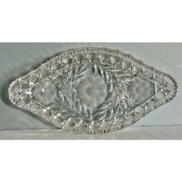 Vintage (1940's) Cut Glass Bowl/Dish. American Brilliant. This Dish has a Victorian Style. Features: Scalloped Edge and a...