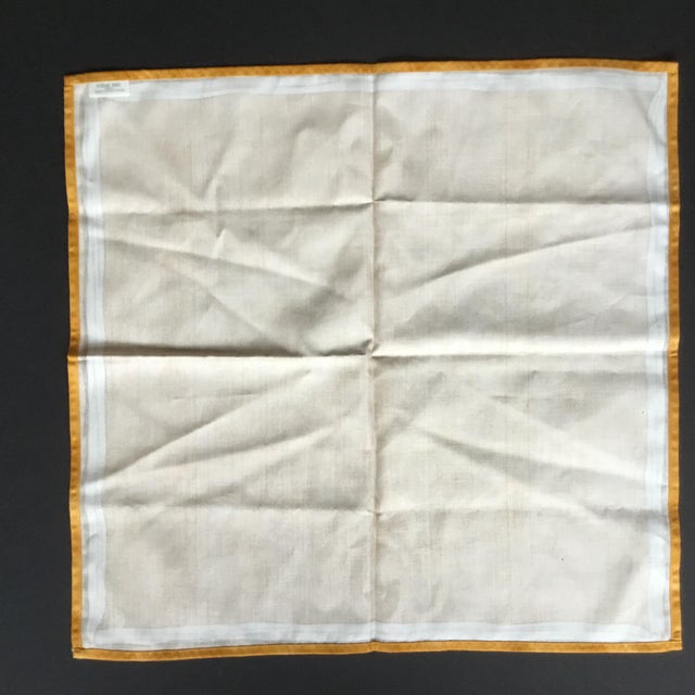 Pierre Frey Late 20th Century Pierre Frey Golden Satin Lime Wash Cream Ribbon Cotton Napkins Paris- Set of 2 For Sale - Image 4 of 11