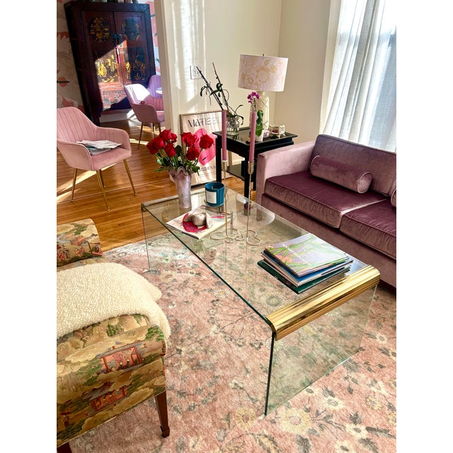 1970s Leon Rosen for Pace Waterfall Style Glass Coffee Table For Sale - Image 10 of 10