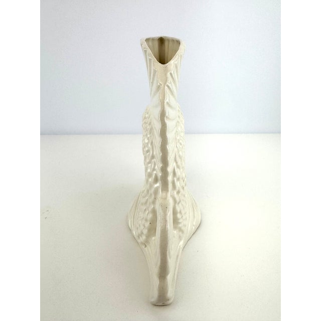 Ceramic Vintage Mid-Century Japanese White Ceramic Angelfish Vase For Sale - Image 7 of 10