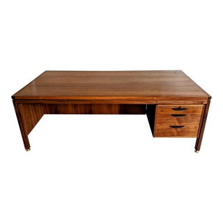 1950s Danish Modern Walnut Executive Desk by Jens Risom For Sale